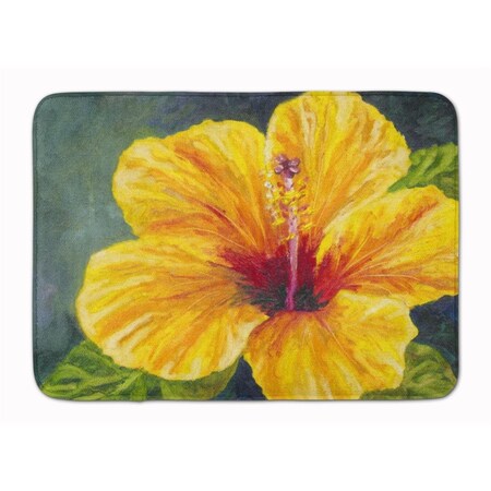 Jensendistributionservices Yellow Hibiscus by Malenda Trick Machine Washable Memory Foam Mat MI2550681
